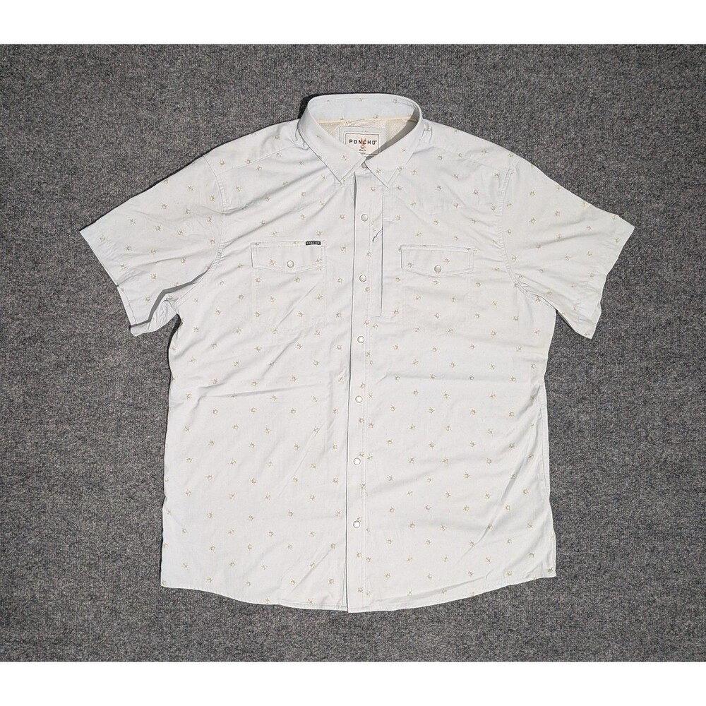 Poncho Shirt Mens XXL Slim Fit Short Sleeve Pearl Snap